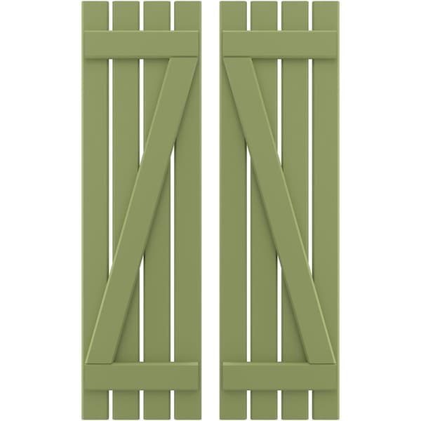 Ekena Millwork Americraft 4-Board (2 Batten) Wood Spaced Board-n-Batten Shutters w/ Z-Bar, ARW102SB415X43MGH, PR ARW102SB415X43MGH - main